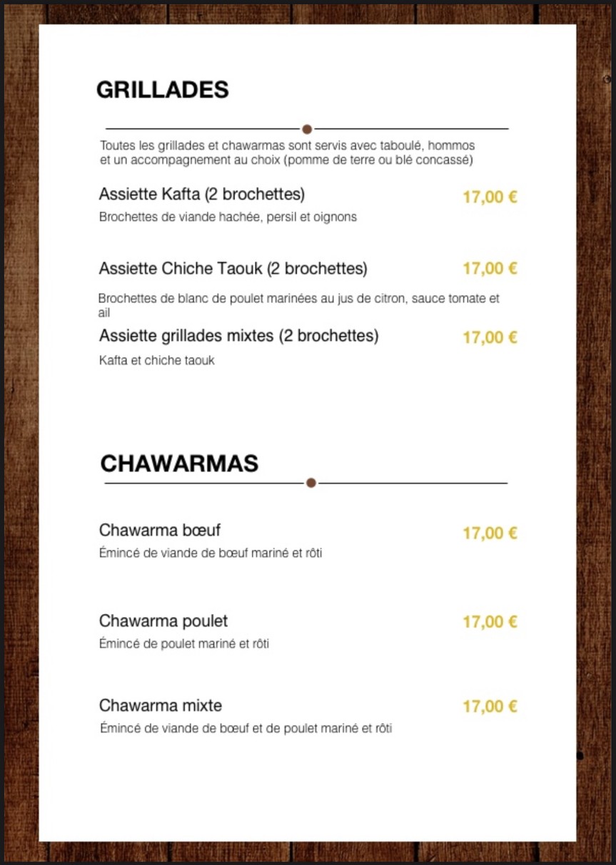 Vallon du Liban menu 5