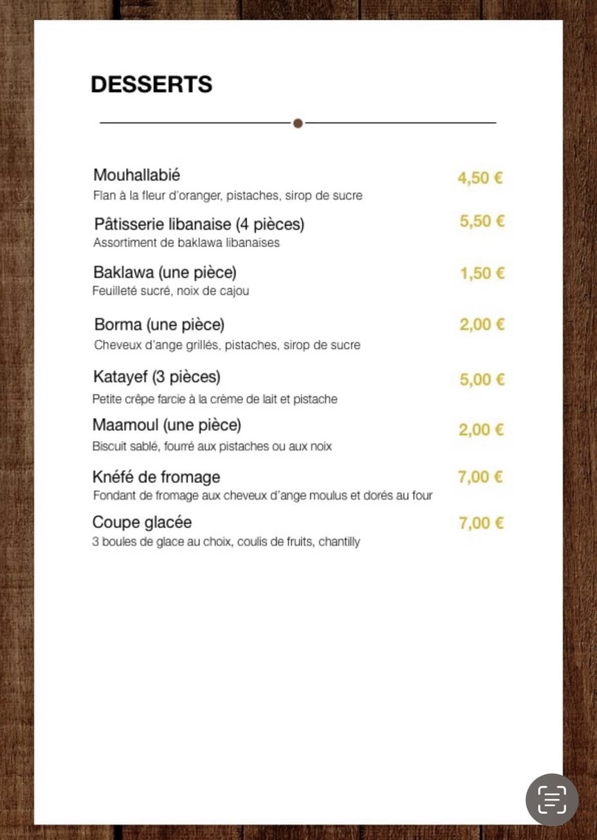 Vallon du Liban menu 6