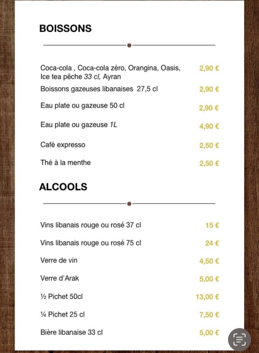 Vallon du Liban menu 7