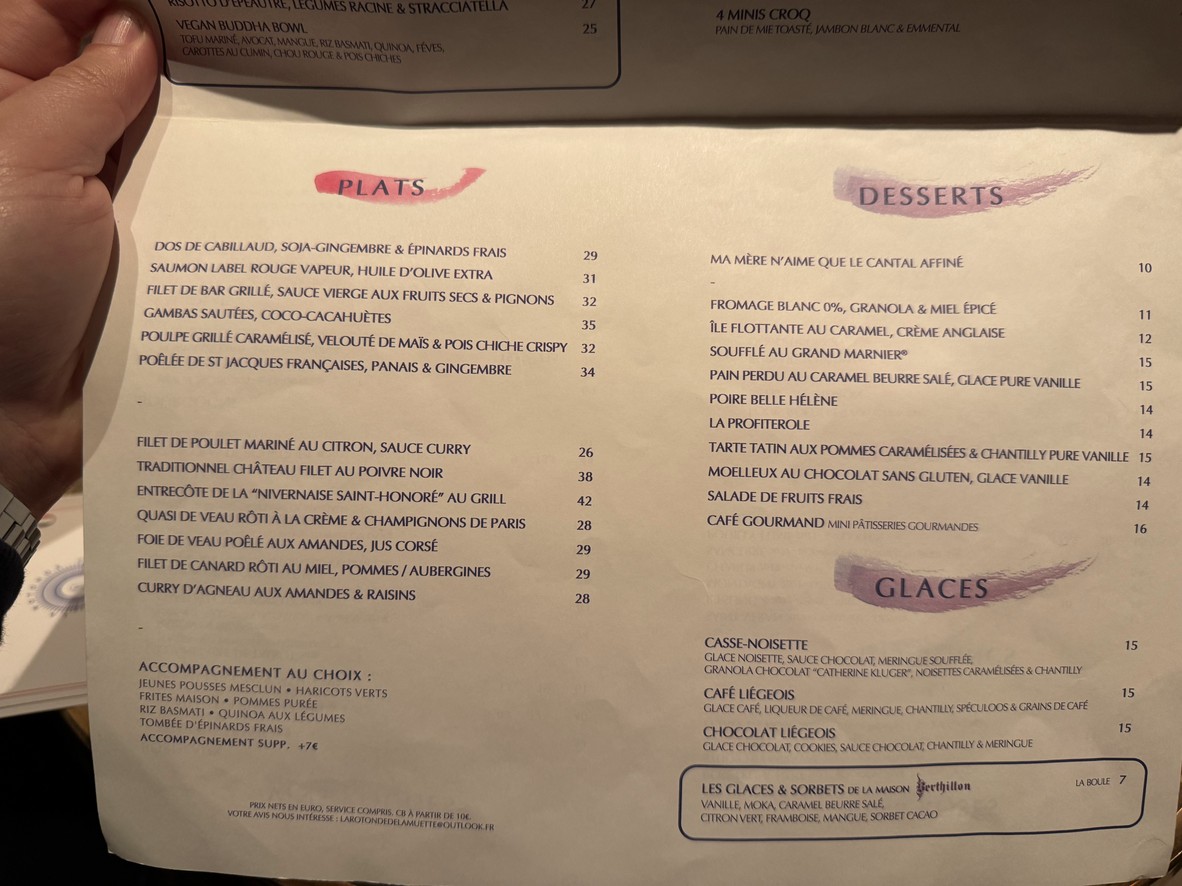 La Rotonde de la Muette menu 2