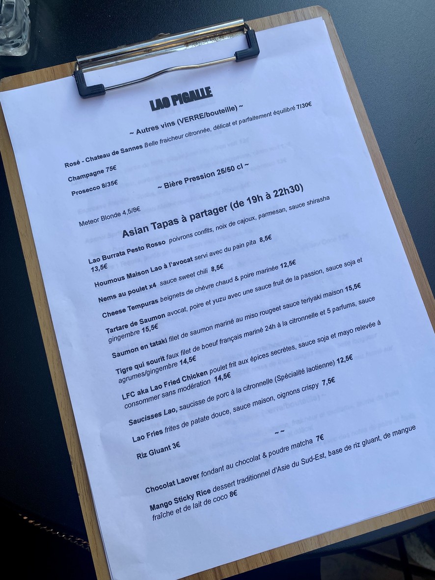 LAO Pigalle menu 2