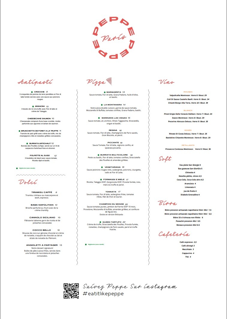 Peppe Pizzeria Boulogne menu 1