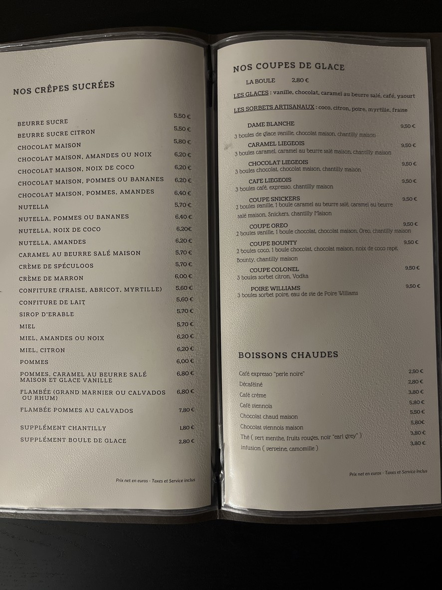 La Crêperie des Frangines menu 2