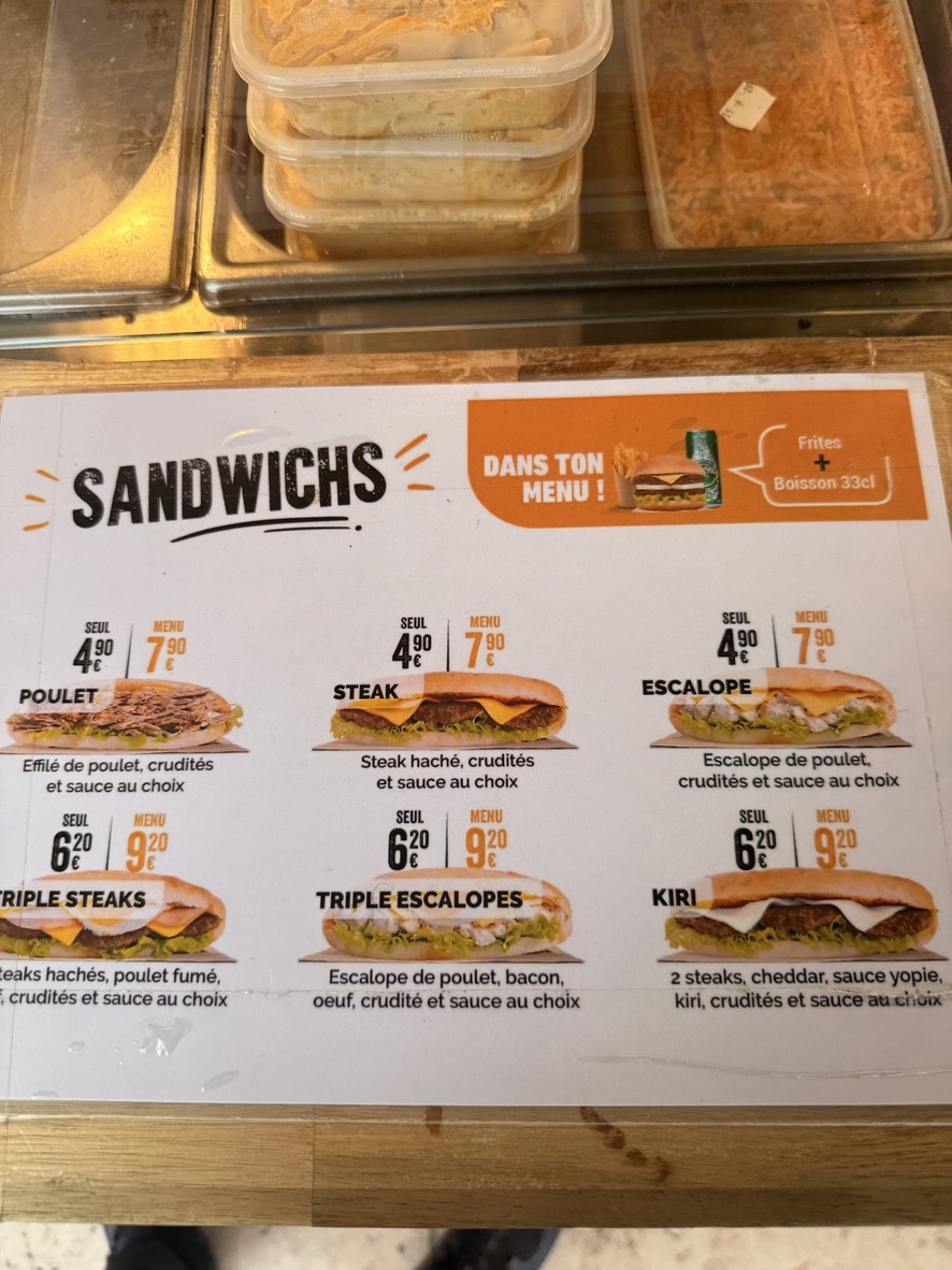 L’atelier du poulet menu 2
