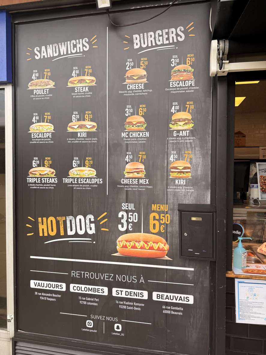 L’atelier du poulet menu 4