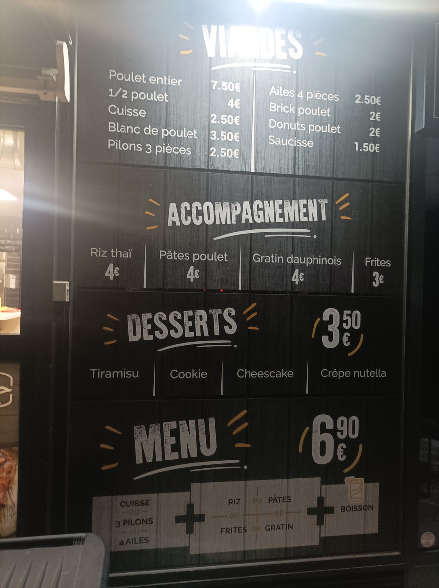 L’atelier du poulet menu 5