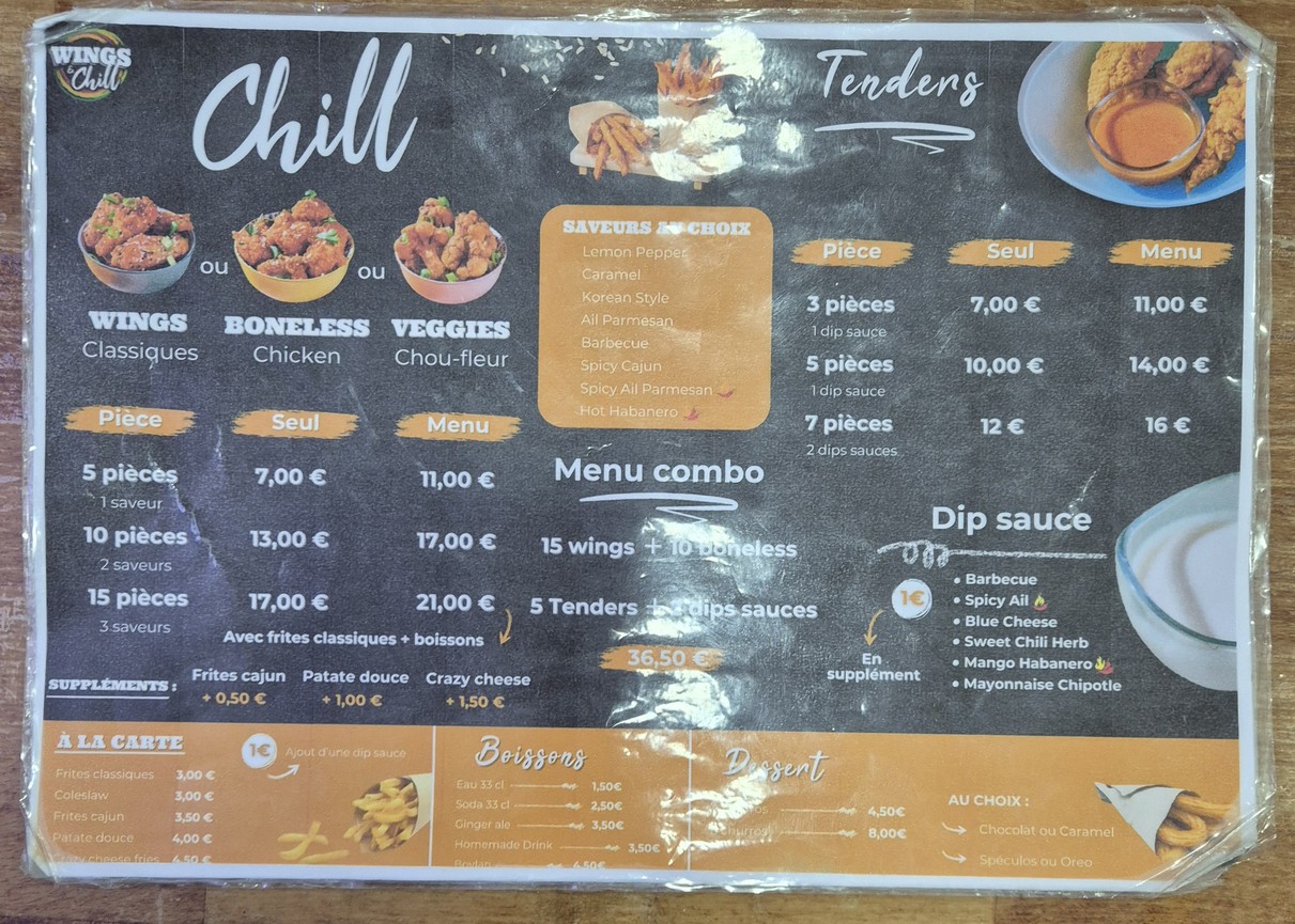 Wings and Chill 11e menu 2
