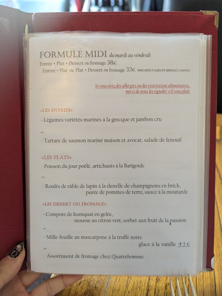 Sot l'y Laisse menu 3