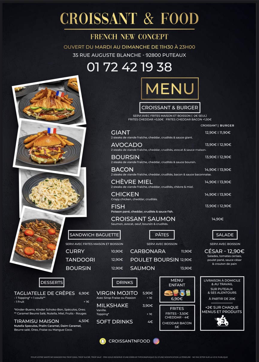 Croissant & Food menu 1