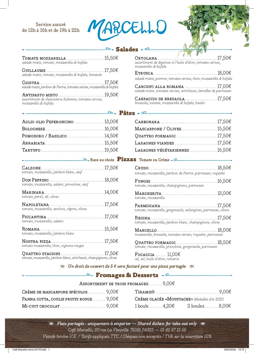 Marcello menu 1
