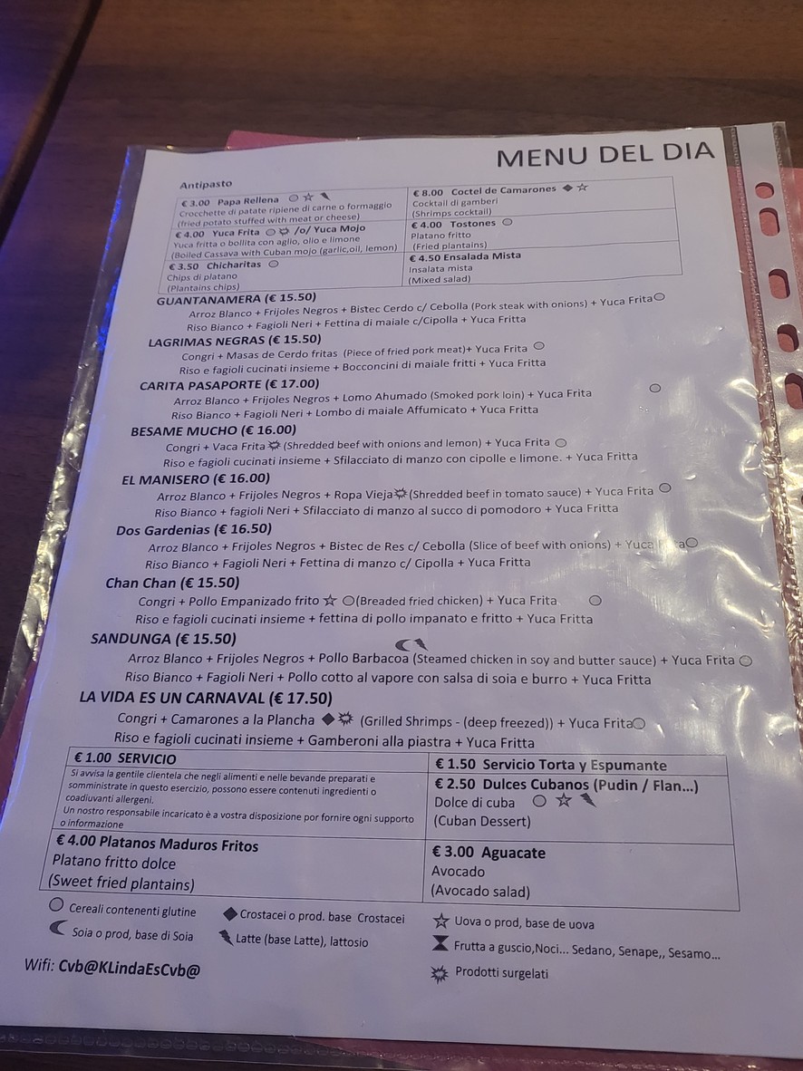 Ristorante El Cubano menu 1