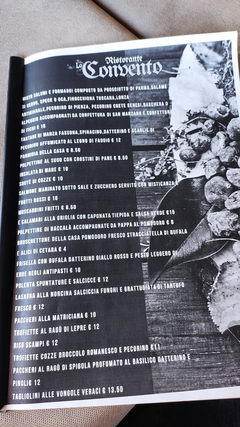 Lo Convento menu 1
