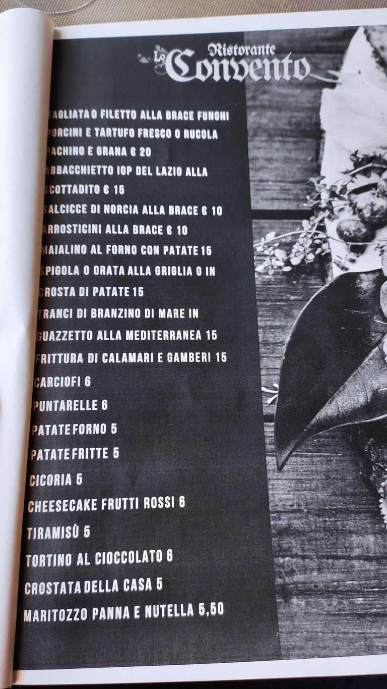 Lo Convento menu 2