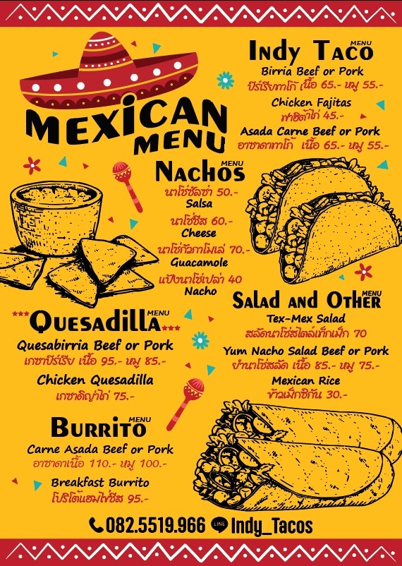 Indy Tacos 印度塔可 menu 1