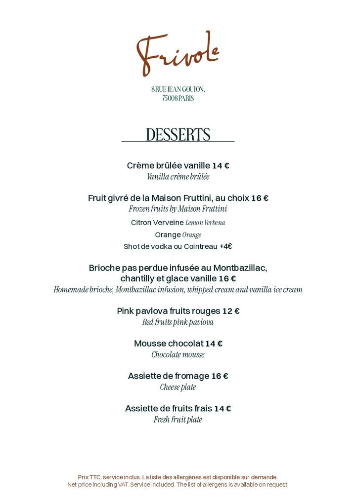 Frivole menu 3