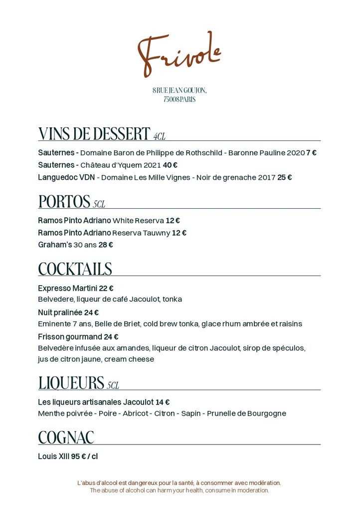 Frivole menu 4
