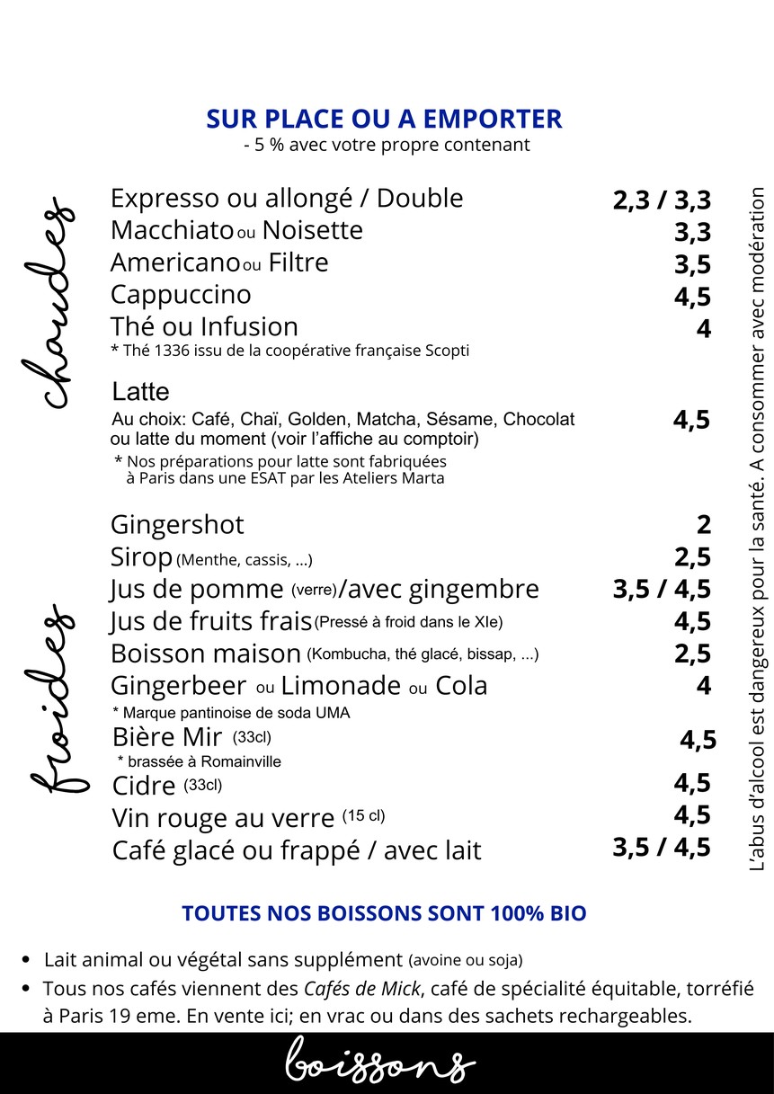 L'Oeil et la Bouche menu 2