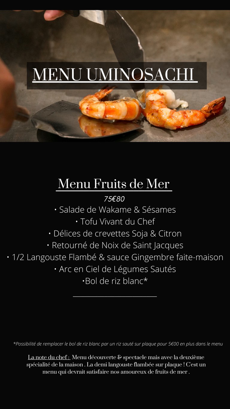 Teppan Yaki Devant Vous menu 1