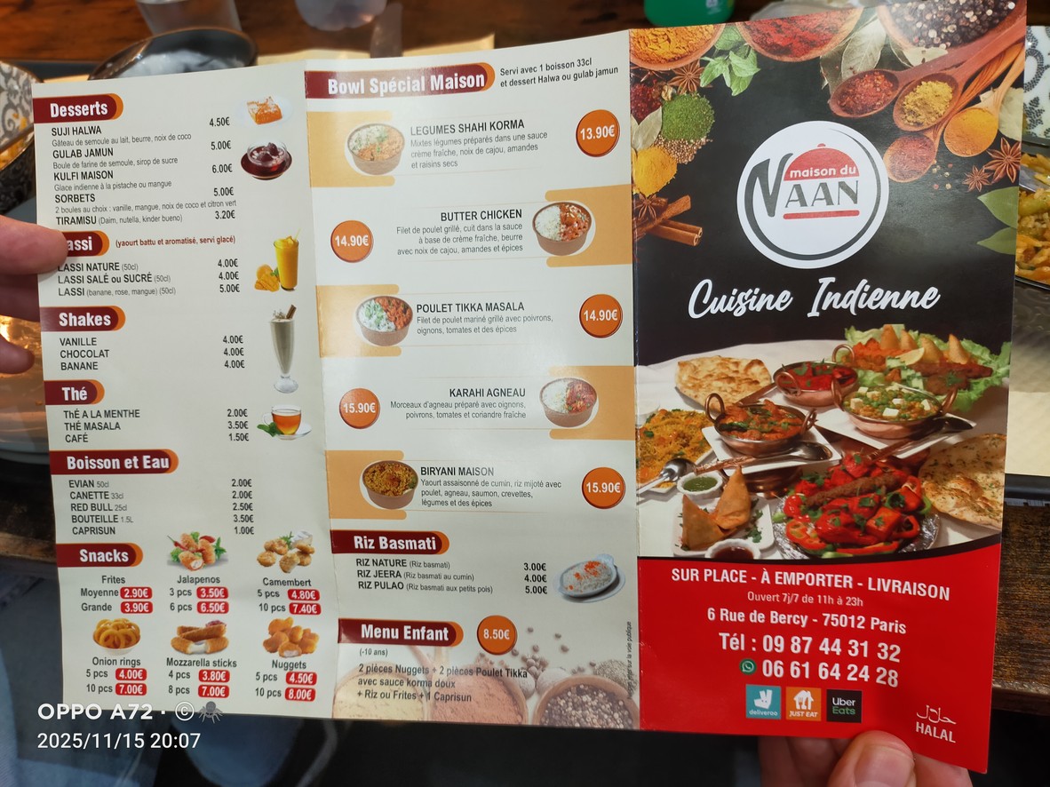 Maison Du Naan menu 1