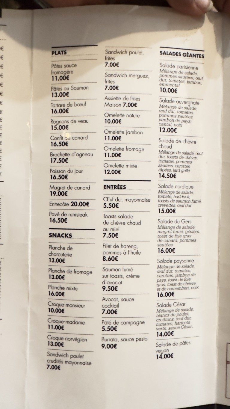 Le Maximilien menu 2