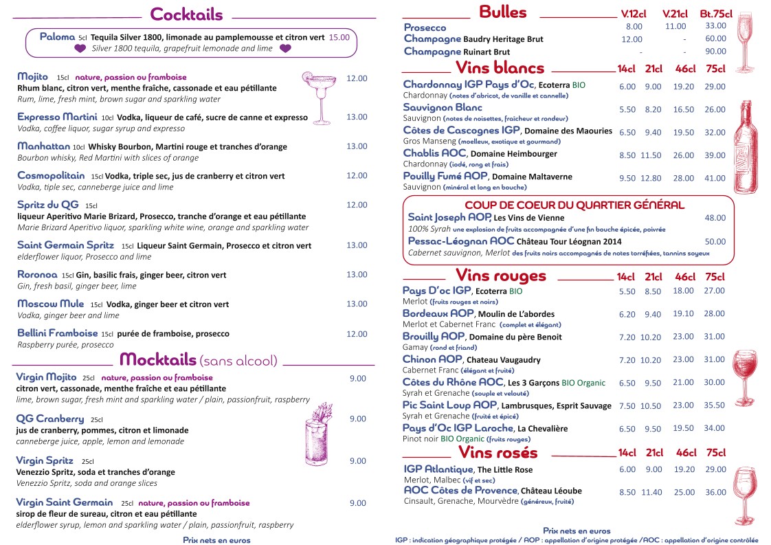 BRASSERIE LE QUARTIER GÉNÉRAL menu 2