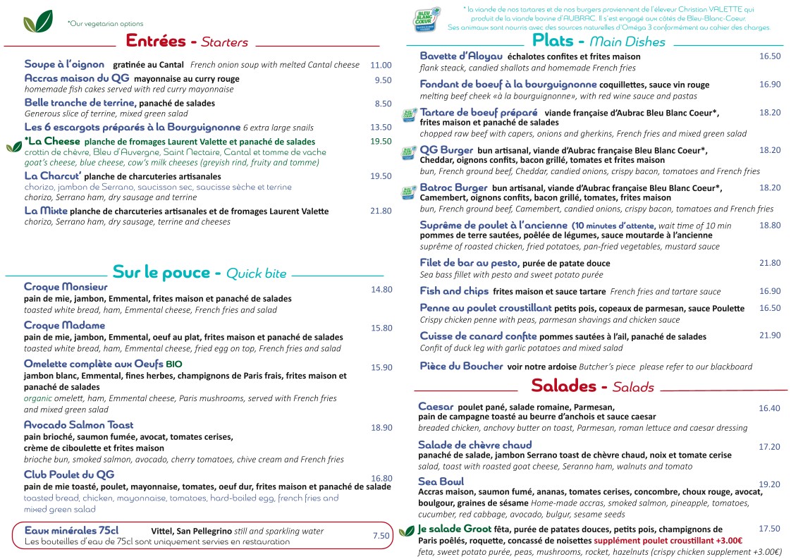 BRASSERIE LE QUARTIER GÉNÉRAL menu 3