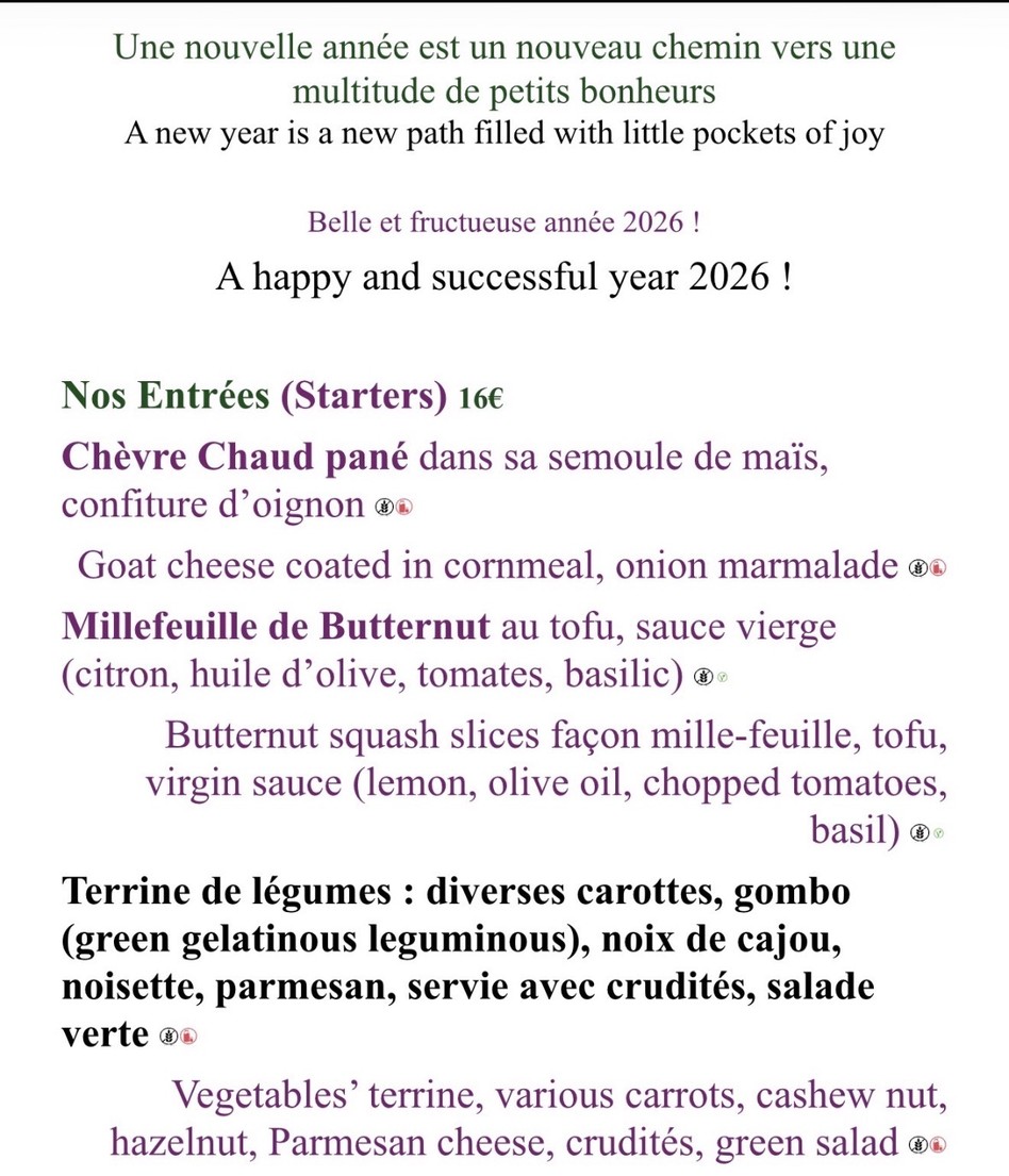 Le Grenier de Notre-Dame menu 1