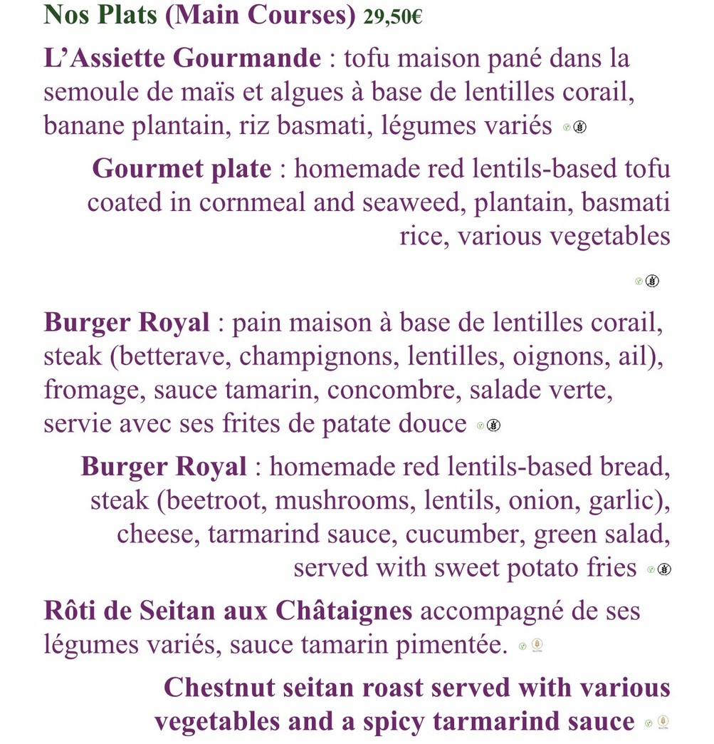 Le Grenier de Notre-Dame menu 2