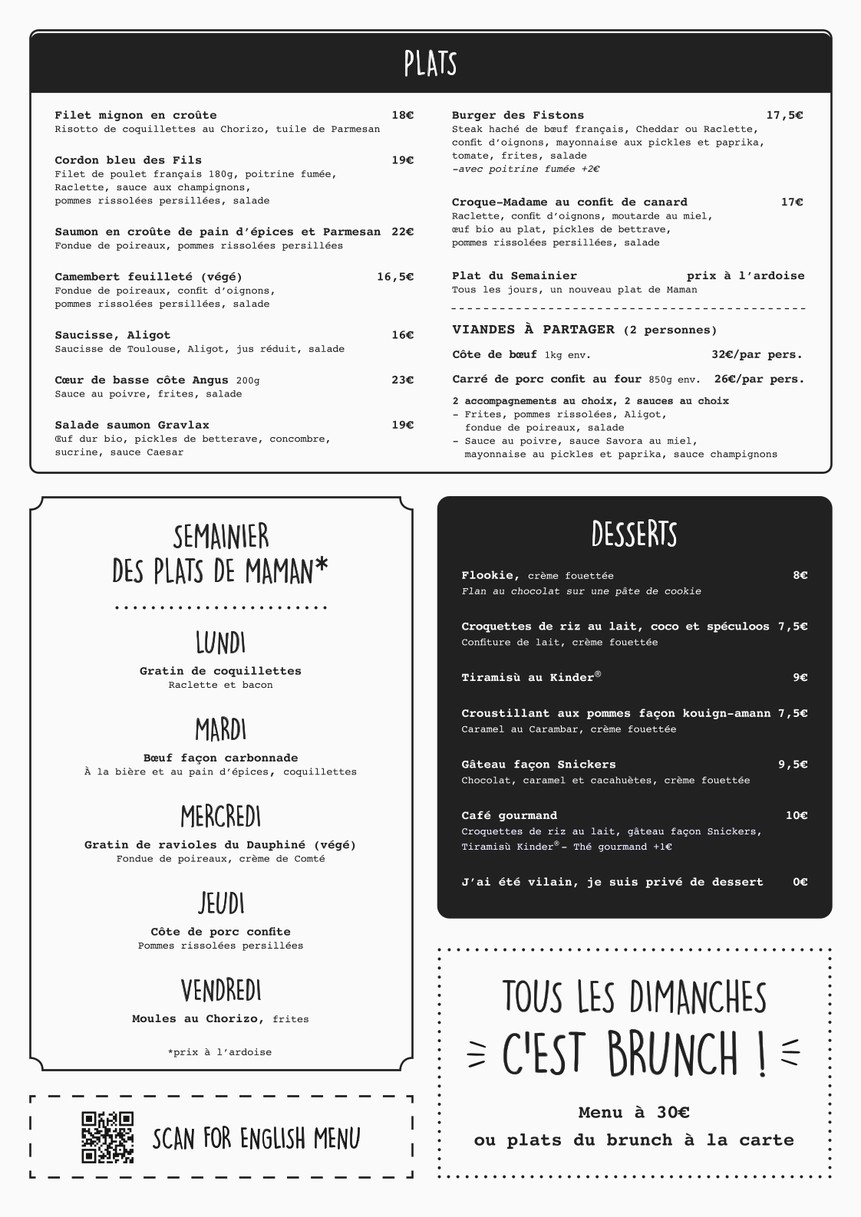 Les Fils à Maman Grands-Boulevards menu 2