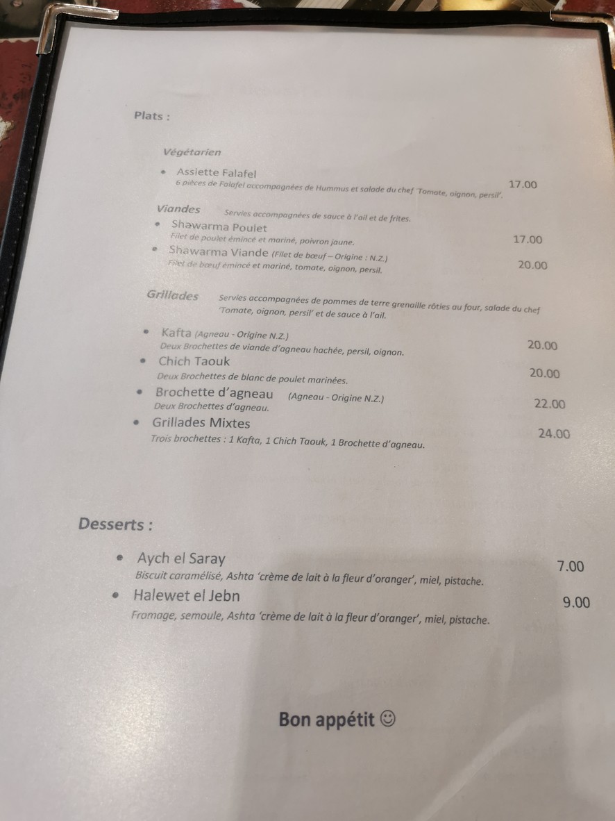 La Travesía menu 2