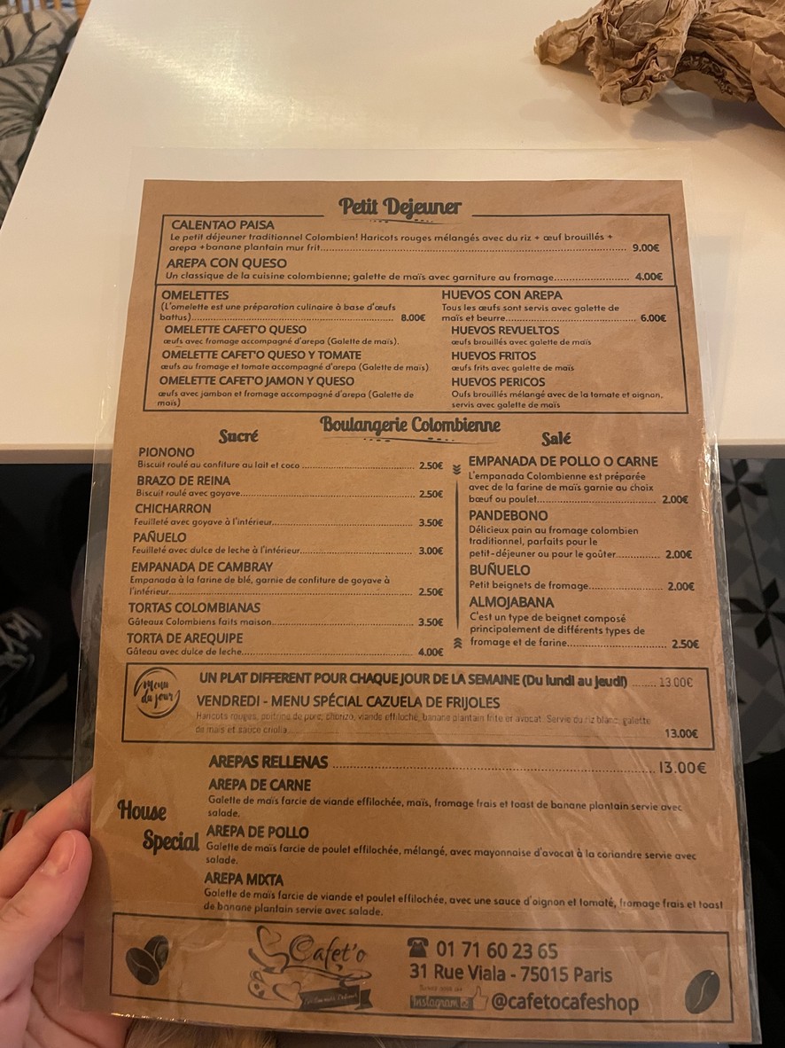 CAFET'0 París 15 (Loumiz) menu 1