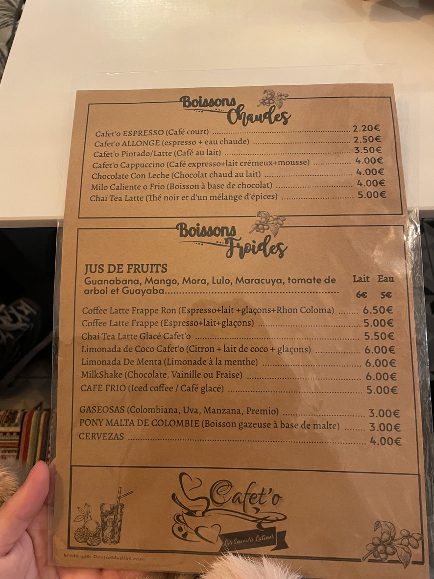 CAFET'0 París 15 (Loumiz) menu 2