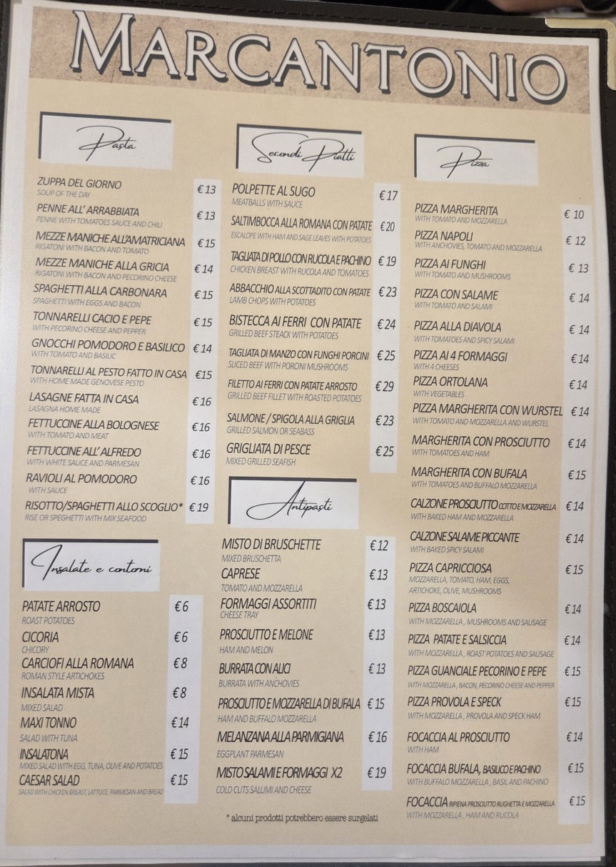 Ristorante Pizzeria Marcantonio menu 1