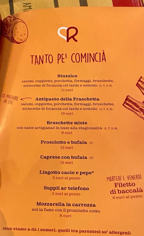 La Fraschetta di Grottaperfetta menu 1