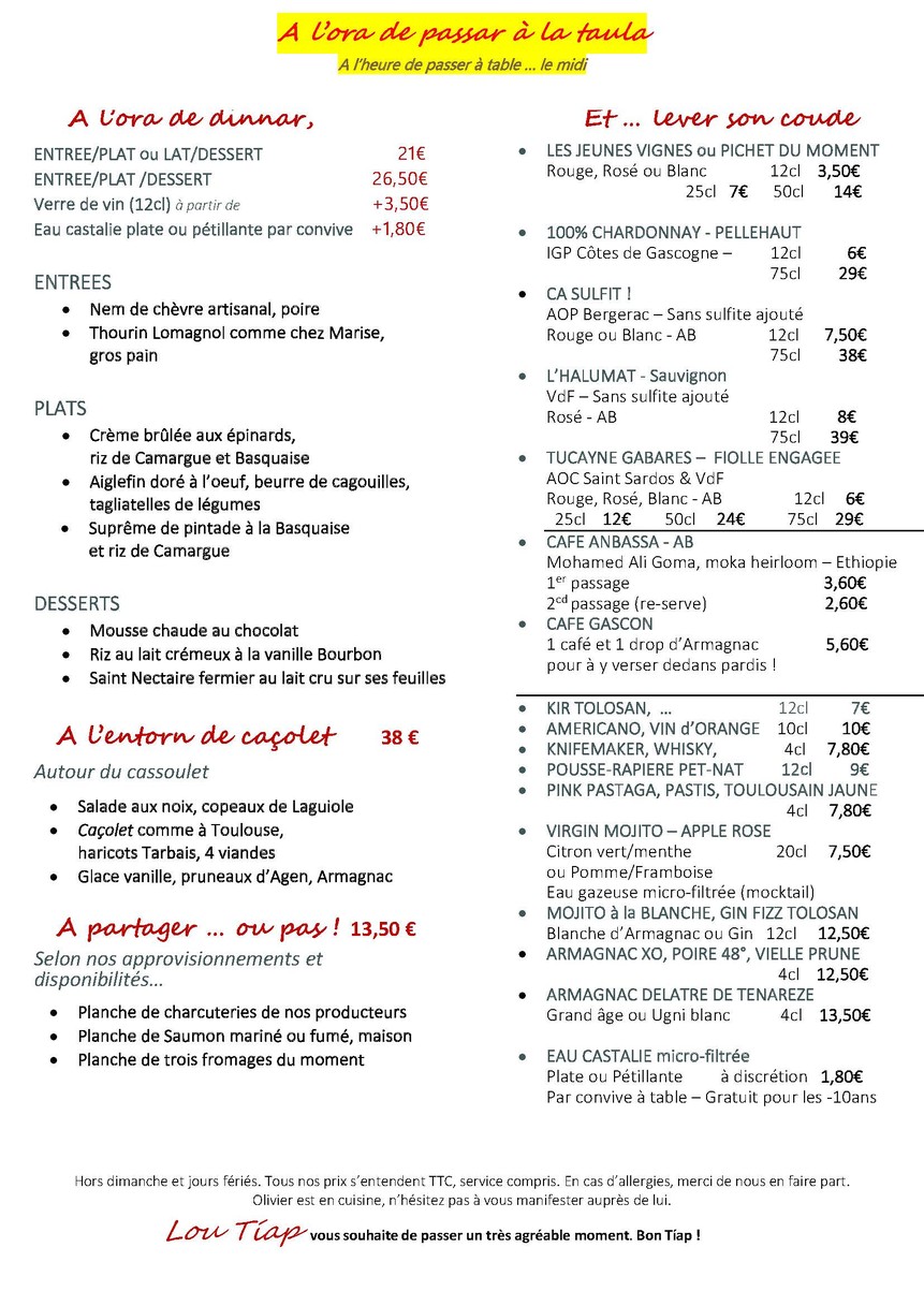 Lou Tiap menu 1