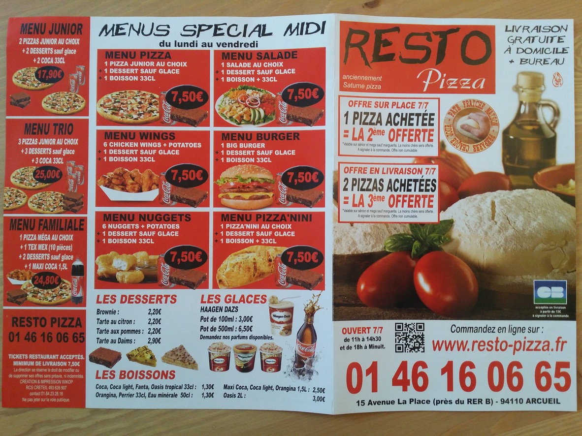 Resto Pizza menu 2