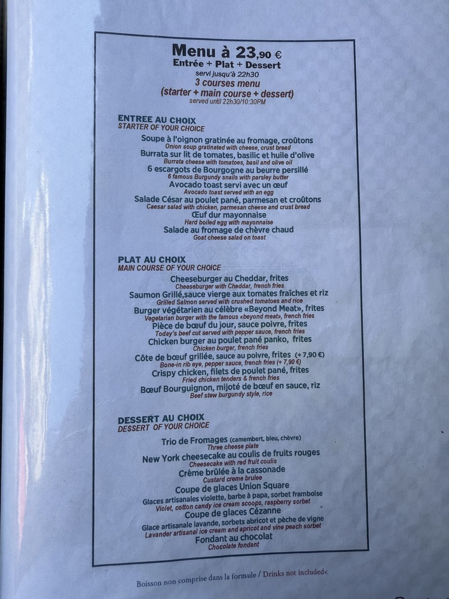 Union Square menu 1