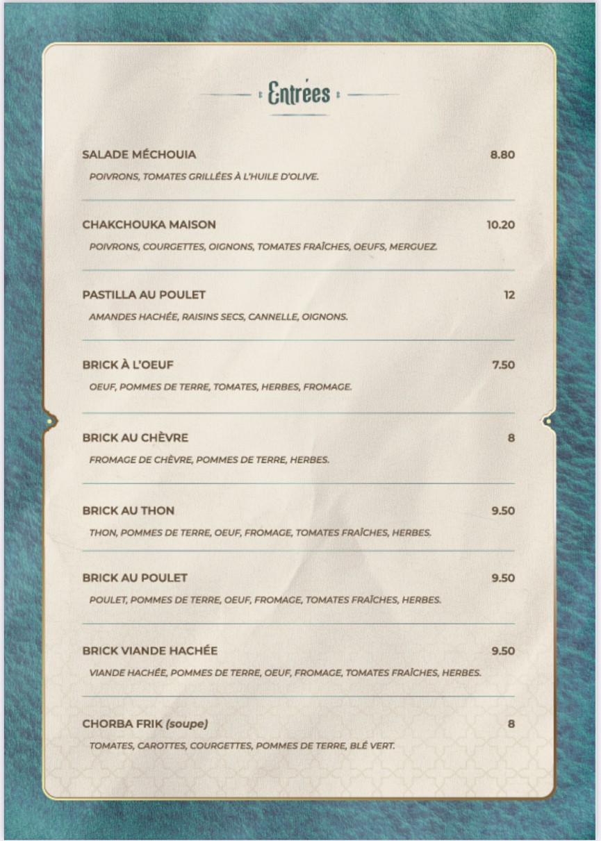 Le Touareg menu 1