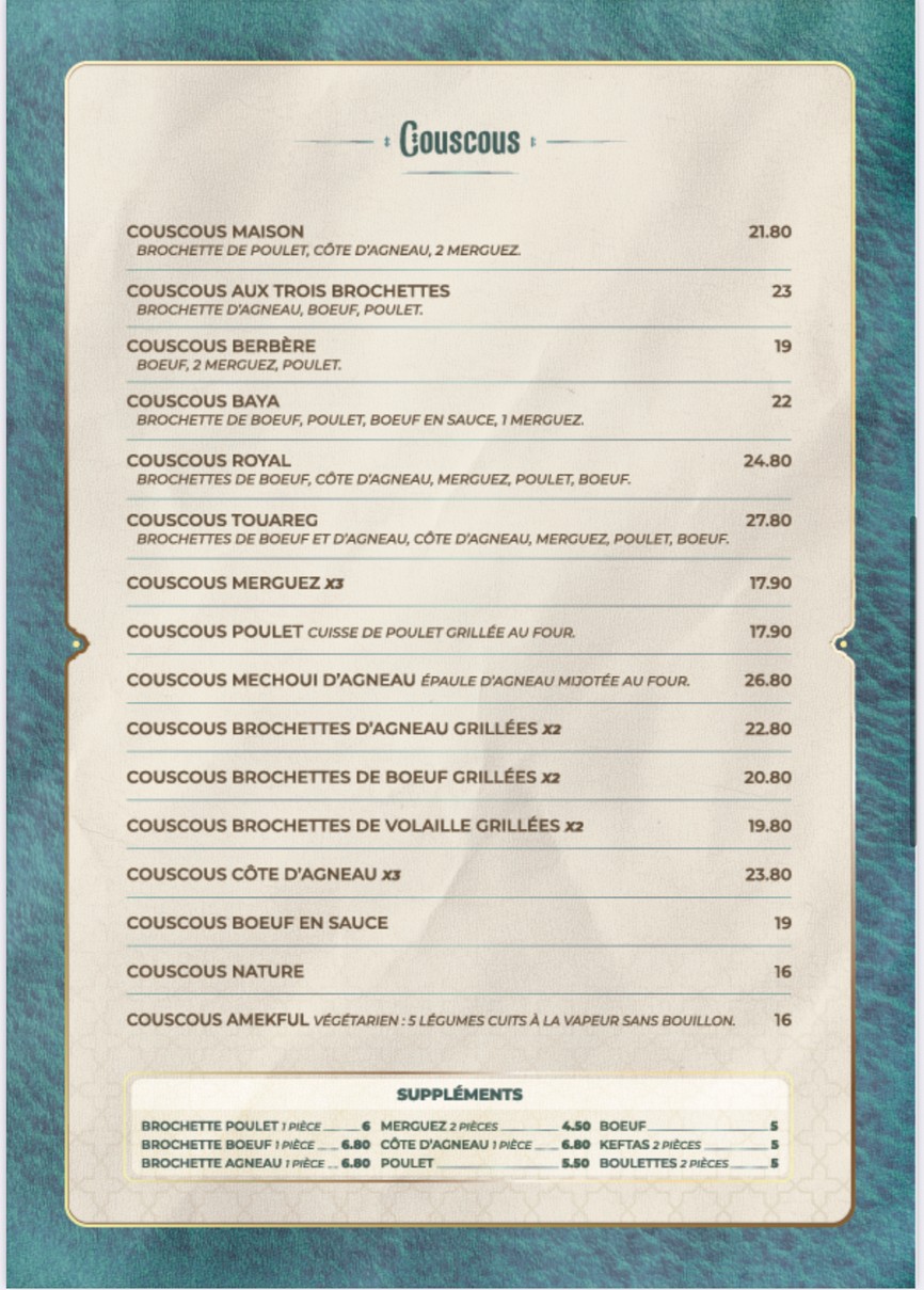 Le Touareg menu 2