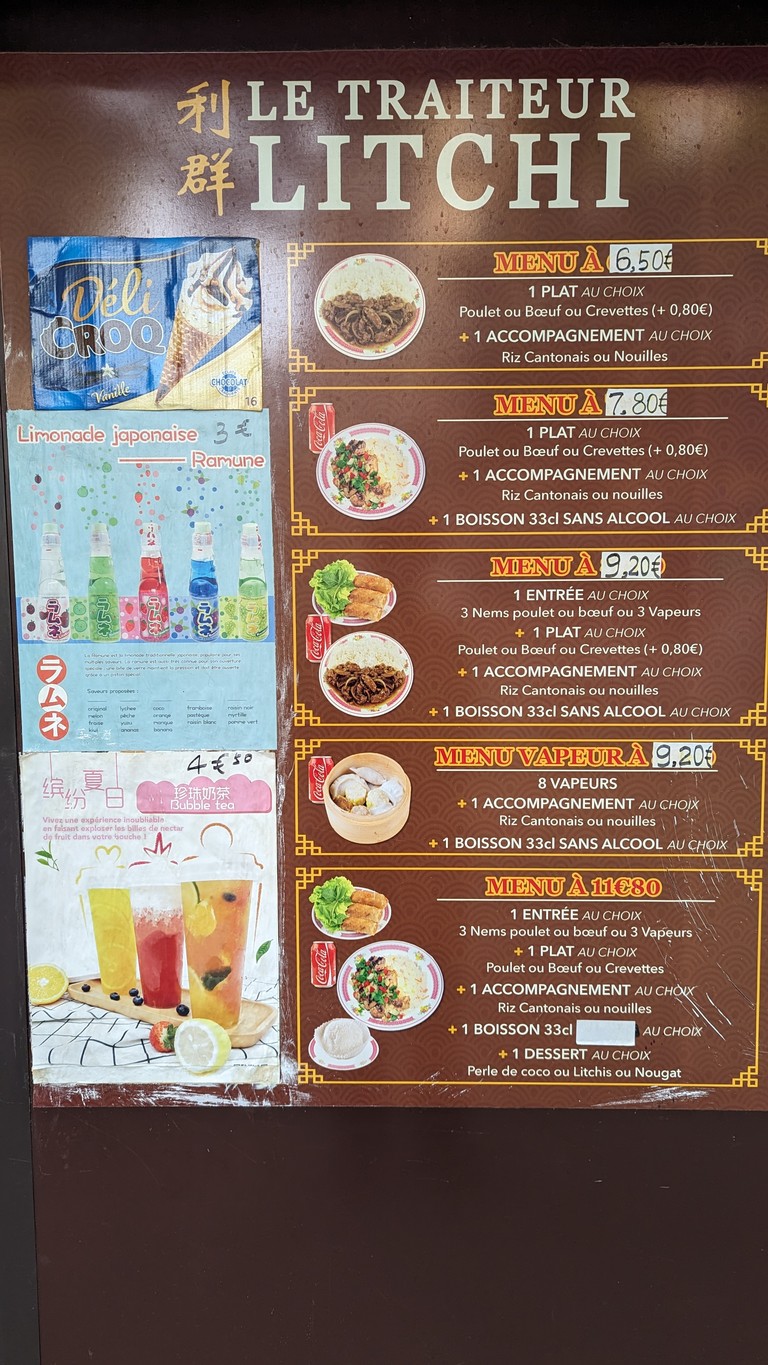 Le Traîteur Litchi menu 1