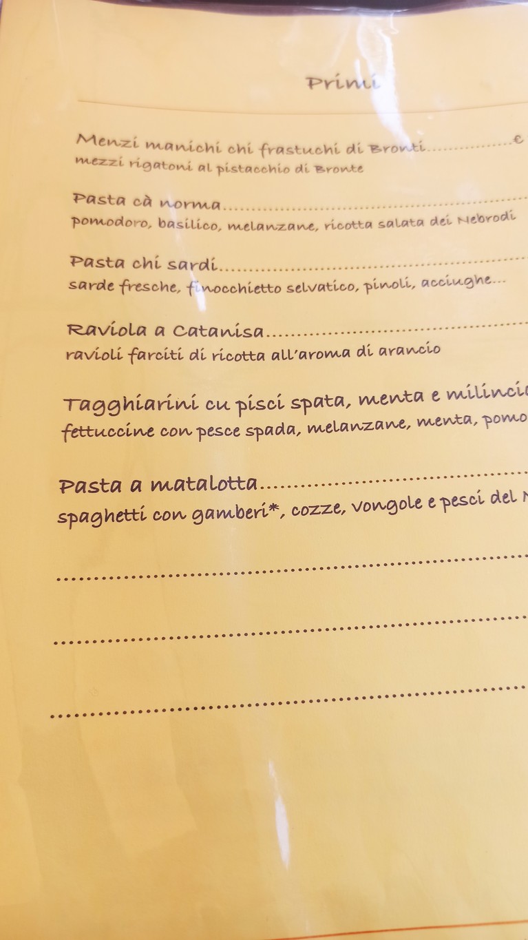 Lumie di Sicilia menu 2