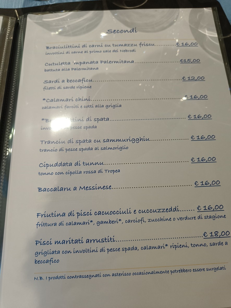 Lumie di Sicilia menu 3