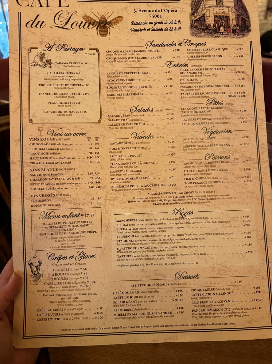 Café du Louvre menu 1