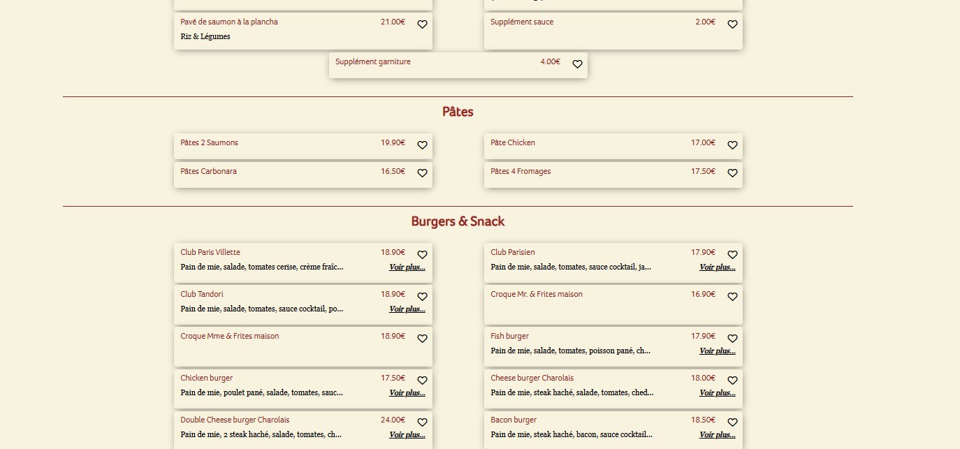 Paris Villette Café menu 2