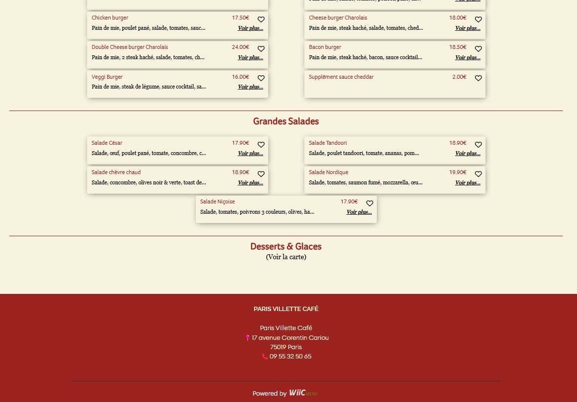 Paris Villette Café menu 3