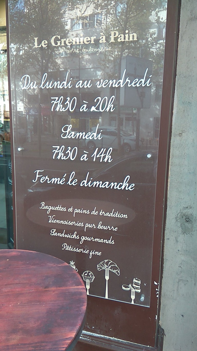 Le Grenier à Pain Billancourt menu 1