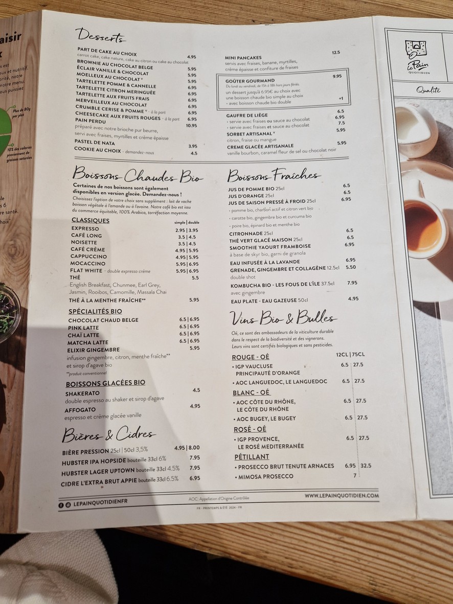 Le Pain Quotidien menu 2