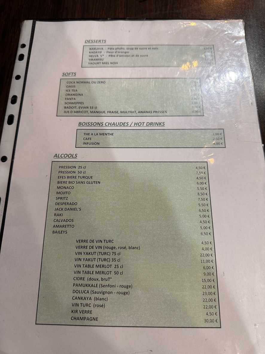 La Ruche menu 2