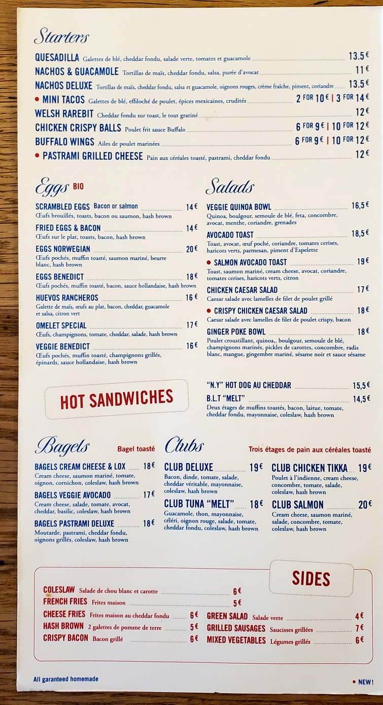 Coffee Parisien menu 1