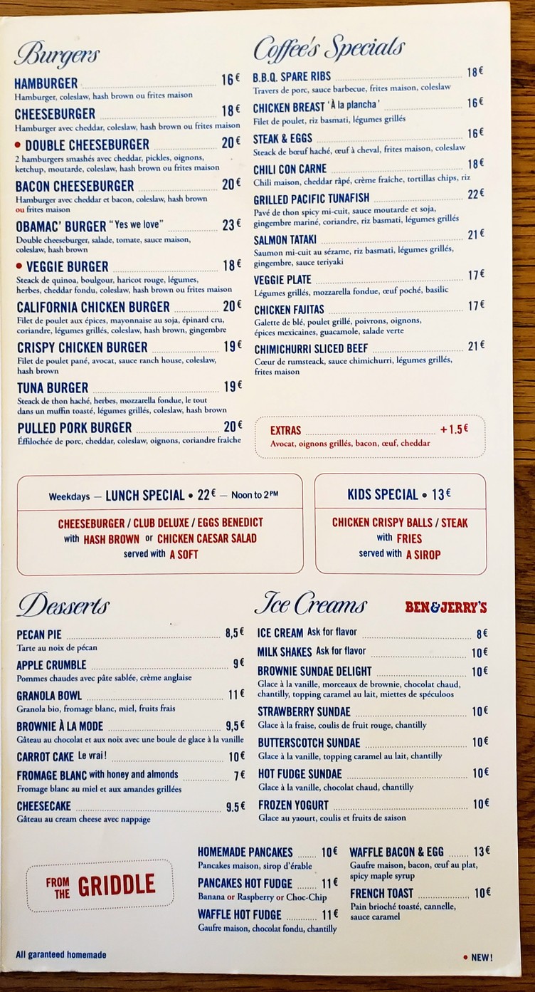 Coffee Parisien menu 2